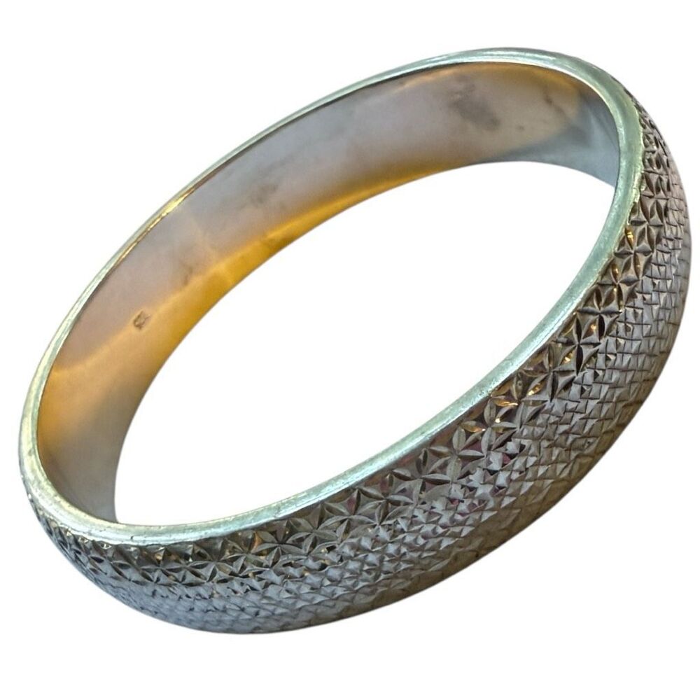 Sterling Silver Solid Diamond Cut Etched Sterling… - image 2